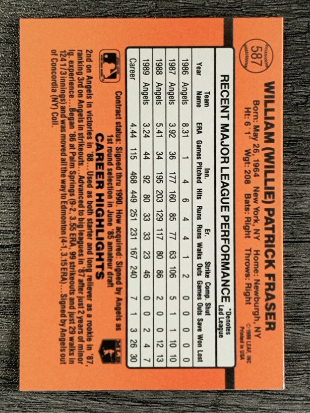 1990 Donruss #587 Willie Fraser DP