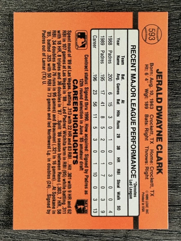 1990 Donruss #593 Jerald Clark DP