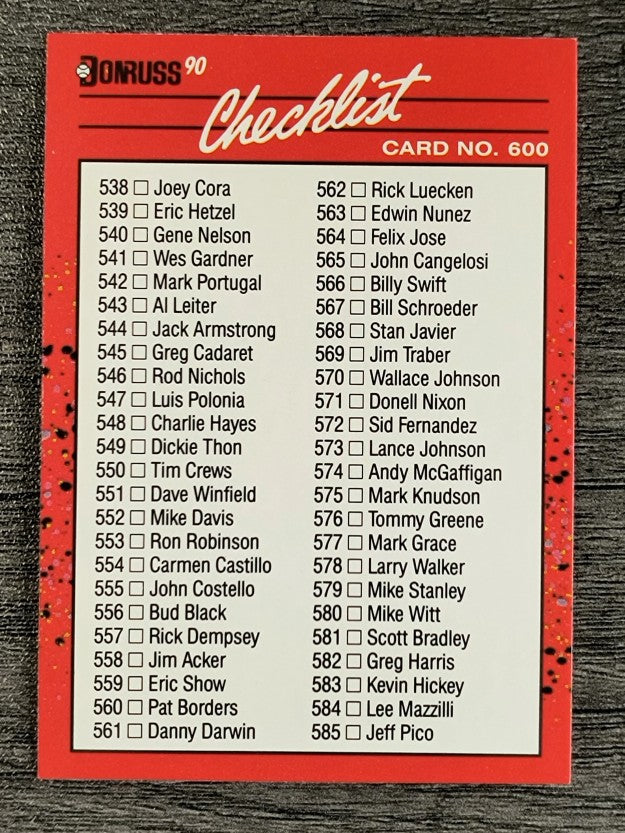 1990 Donruss #600A Checklist 538-639