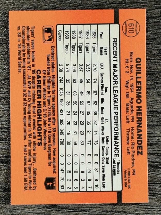 1990 Donruss #610 Guillermo Hernandez DP