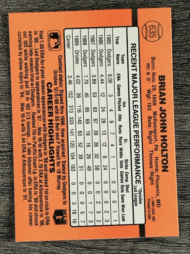 1990 Donruss #635 Brian Holton