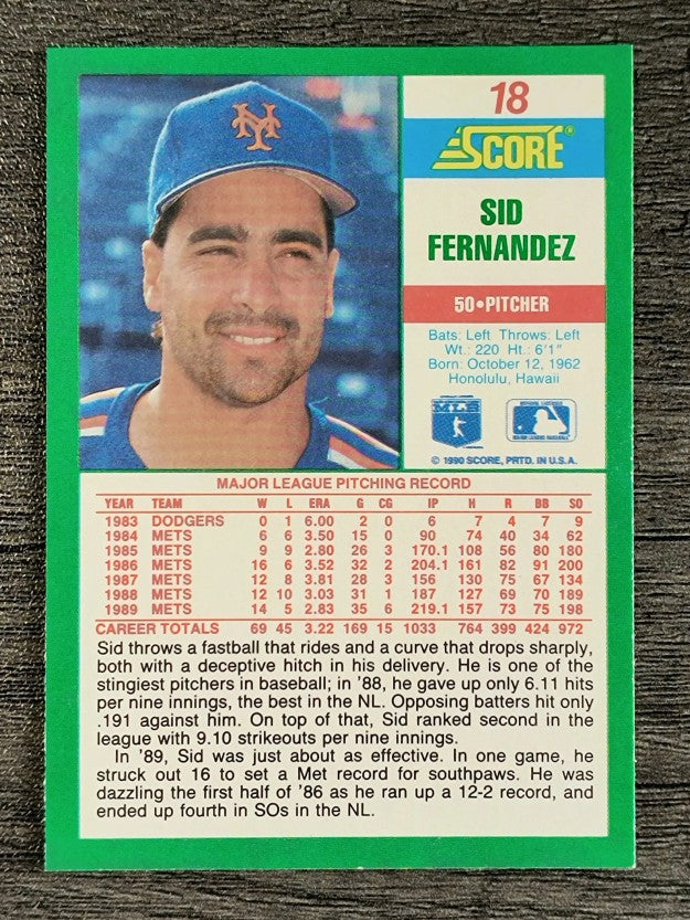 1990 Score #18 Sid Fernandez