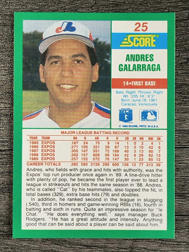 1990 Score #25 Andres Galarraga