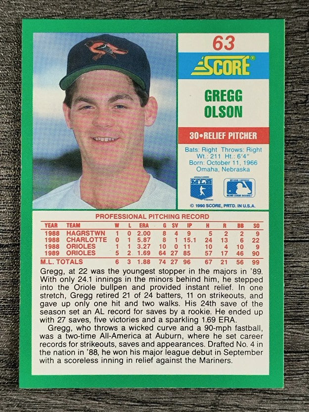1990 Score #63 Gregg Olson