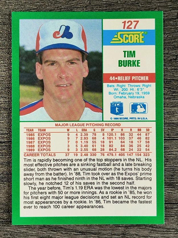 1990 Score #127 Tim Burke
