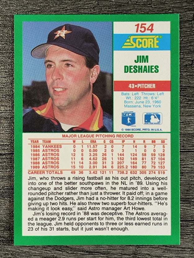 1990 Score #154 Jim Deshaies