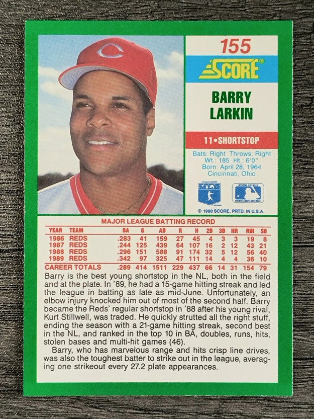 1990 Score #155 Barry Larkin