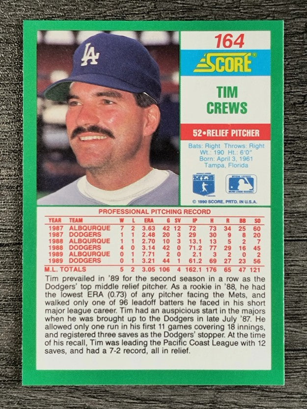 1990 Score #164 Tim Crews