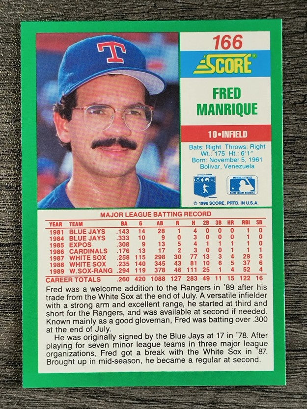 1990 Score #166 Fred Manrique
