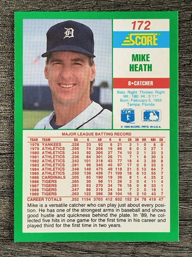 1990 Score #172 Mike Heath