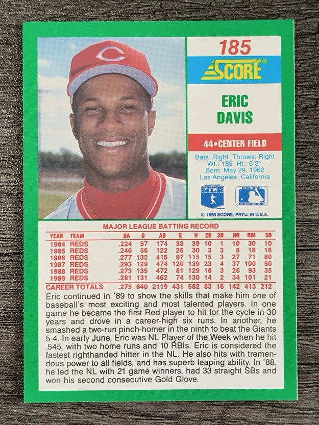 1990 Score #185 Eric Davis