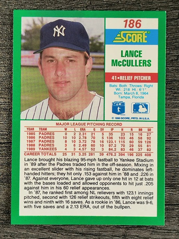 1990 Score #186 Lance McCullers