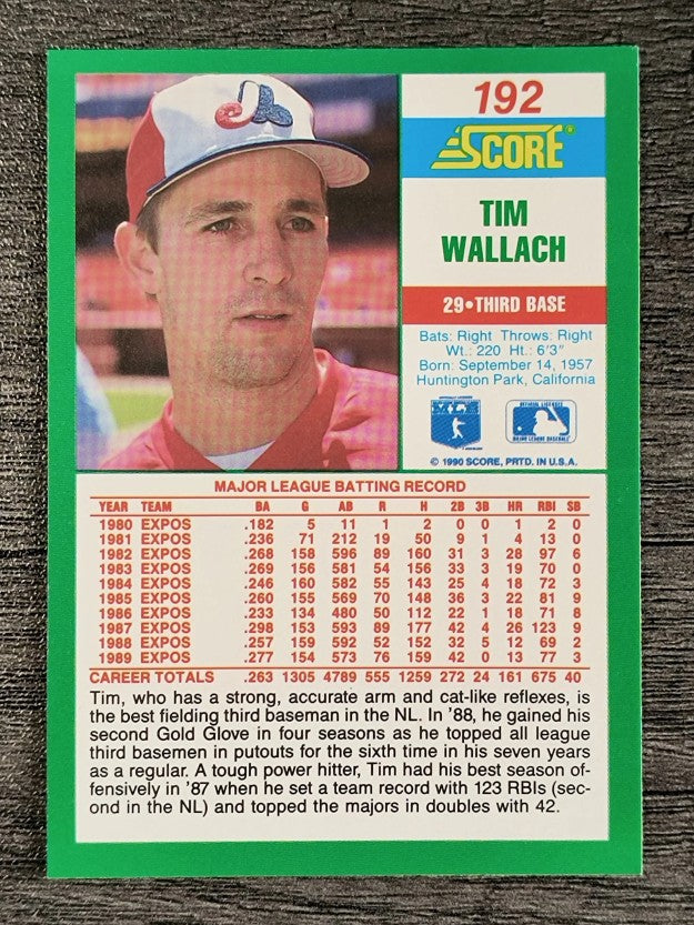 1990 Score #192 Tim Wallach