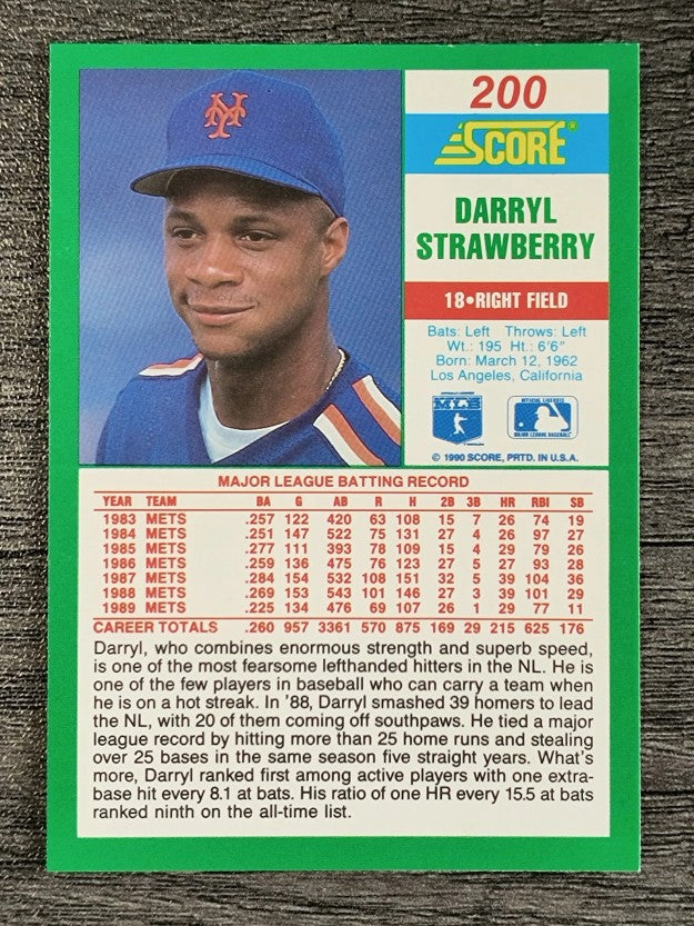 1990 Score #200 Darryl Strawberry