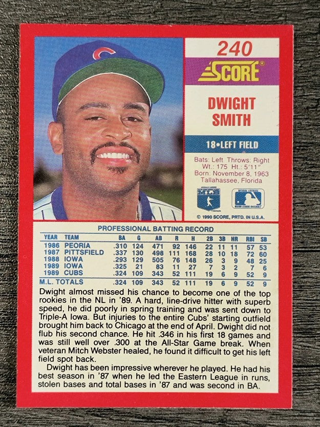 1990 Score #240 Dwight Smith