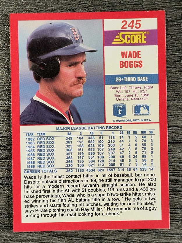 1990 Score #245 Wade Boggs