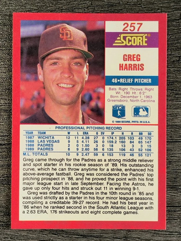 1990 Score #257 Greg W. Harris