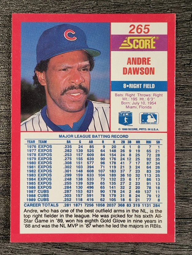1990 Score #265 Andre Dawson