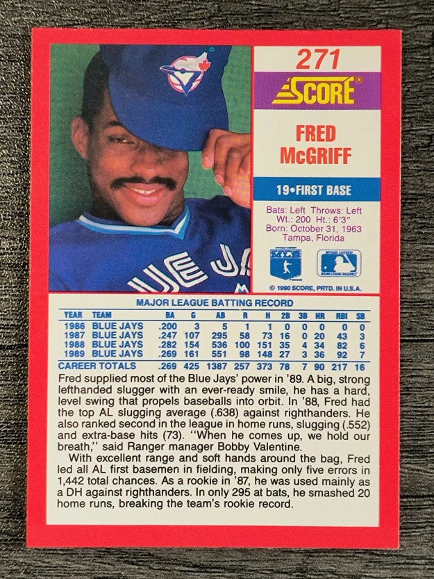 1990 Score #271 Fred McGriff