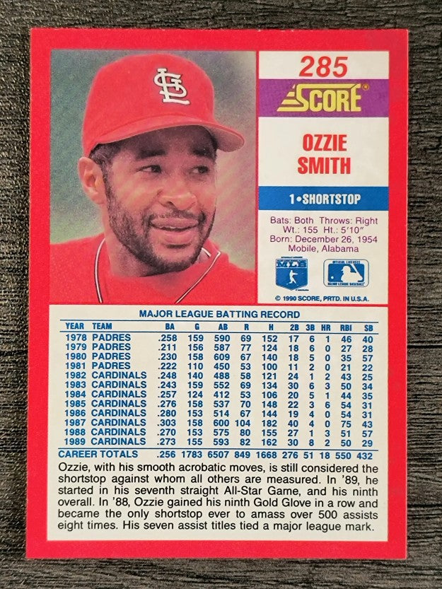 1990 Score #285 Ozzie Smith