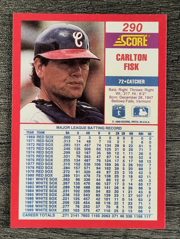 1990 Score #290 Carlton Fisk