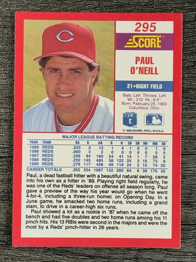 1990 Score #295 Paul O'Neill