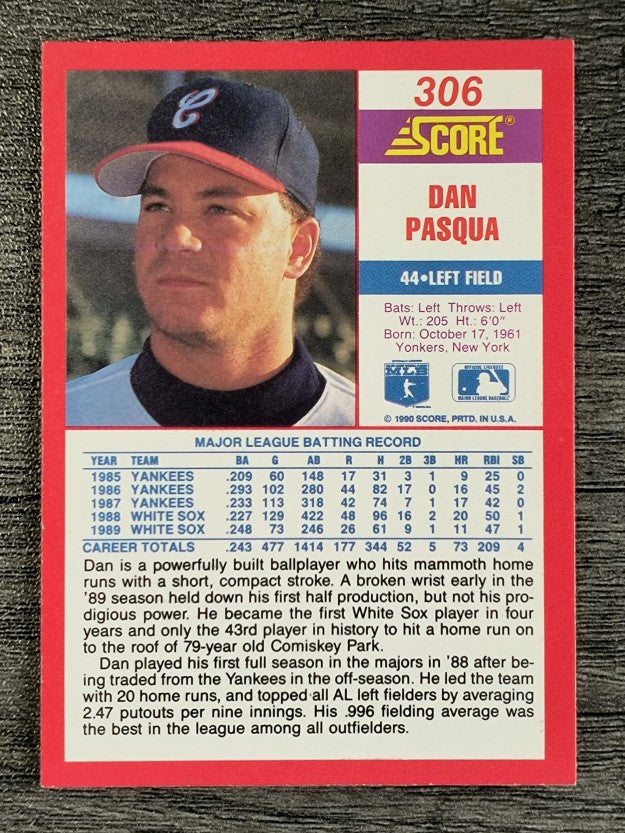 1990 Score #306 Dan Pasqua