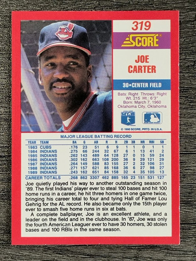 1990 Score #319 Joe Carter