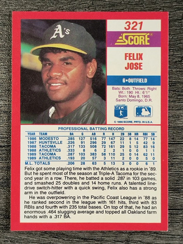 1990 Score #321 Felix Jose