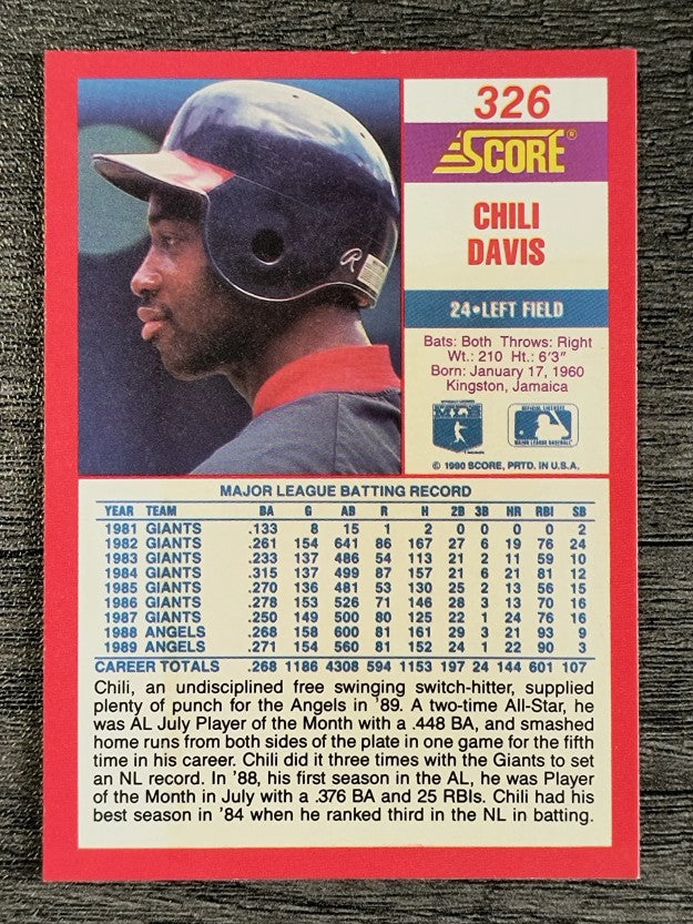 1990 Score #326 Chili Davis