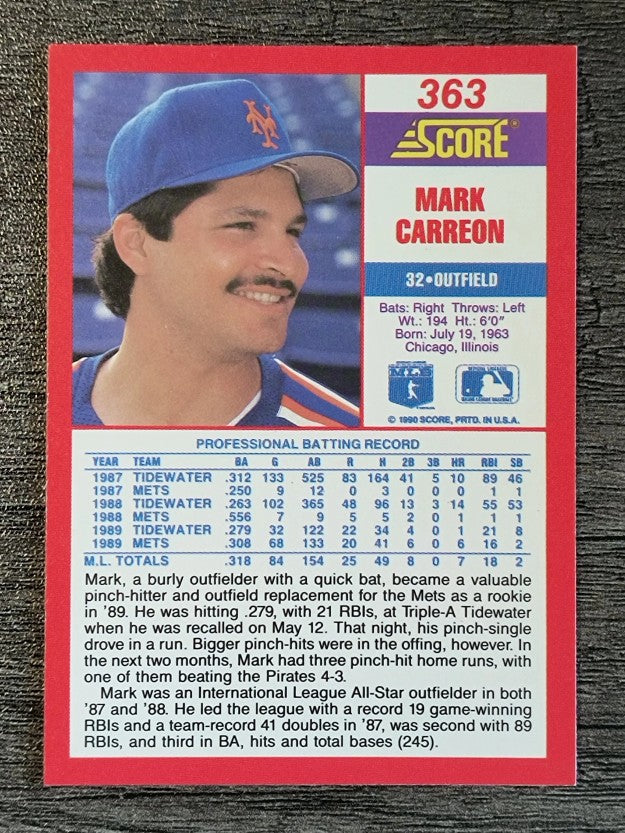 1990 Score #363 Mark Carreon