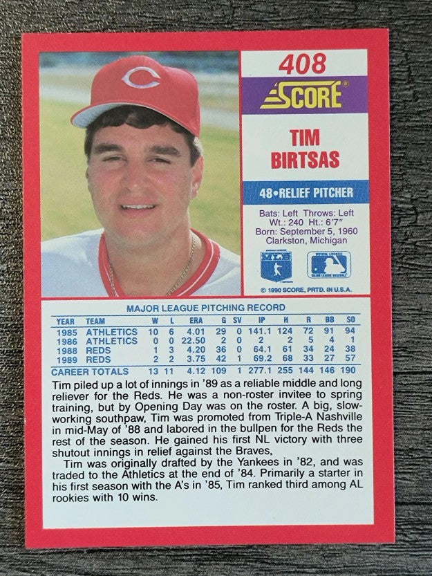 1990 Score #408 Tim Birtsas