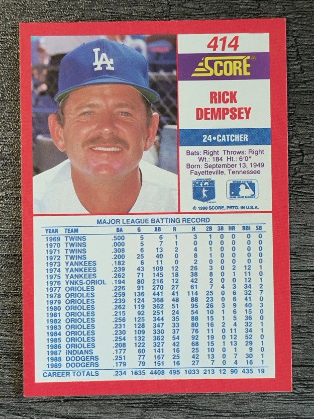1990 Score #414 Rick Dempsey