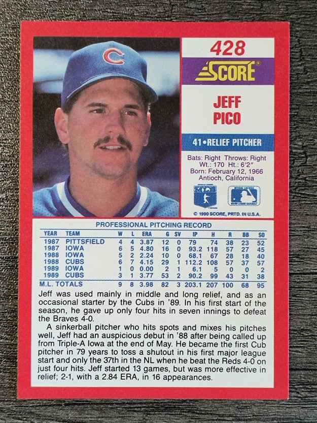 1990 Score #428 Jeff Pico