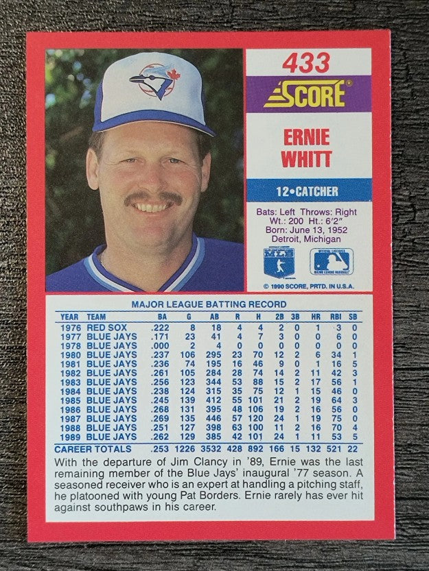 1990 Score #433 Ernie Whitt