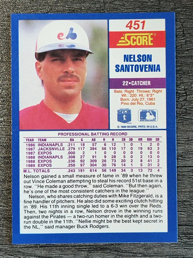 1990 Score #451 Nelson Santovenia