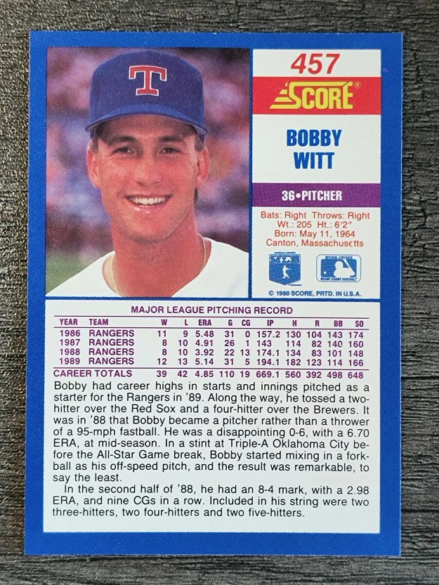 1990 Score #457 Bobby Witt