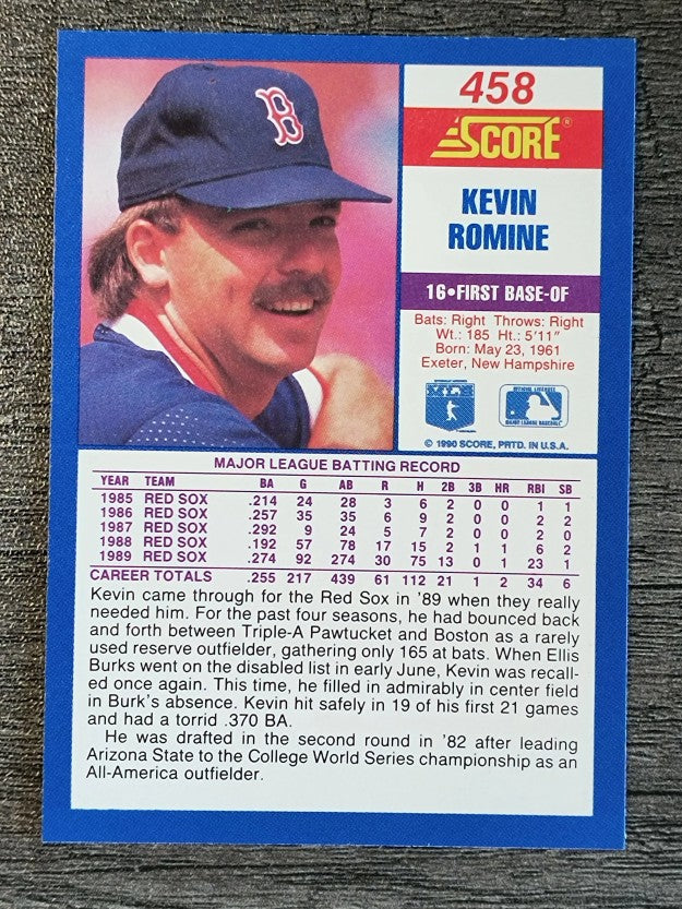 1990 Score #458 Kevin Romine