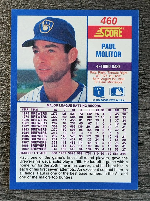 1990 Score #460 Paul Molitor