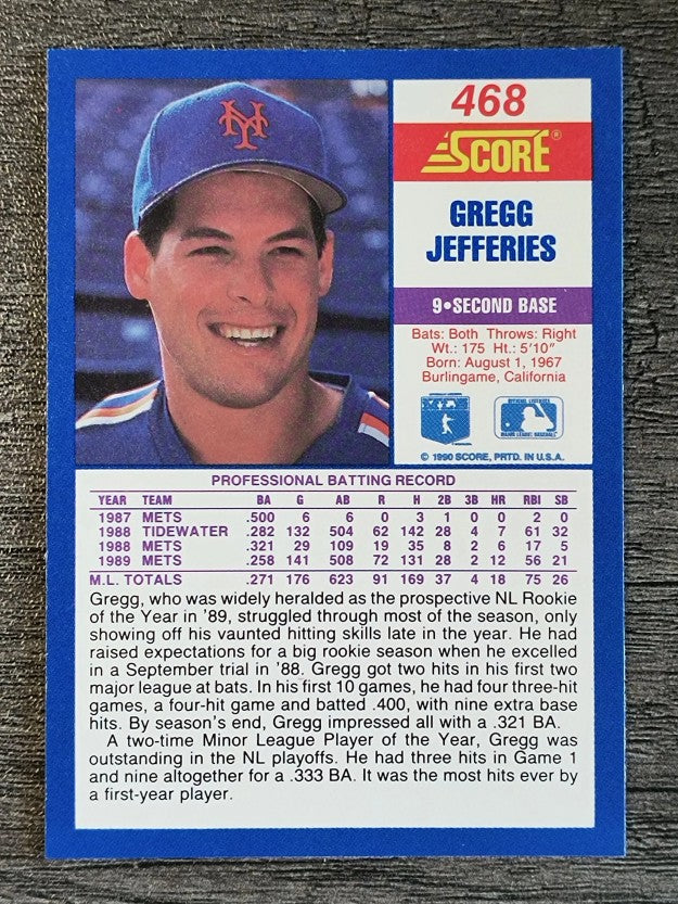1990 Score #468 Gregg Jefferies