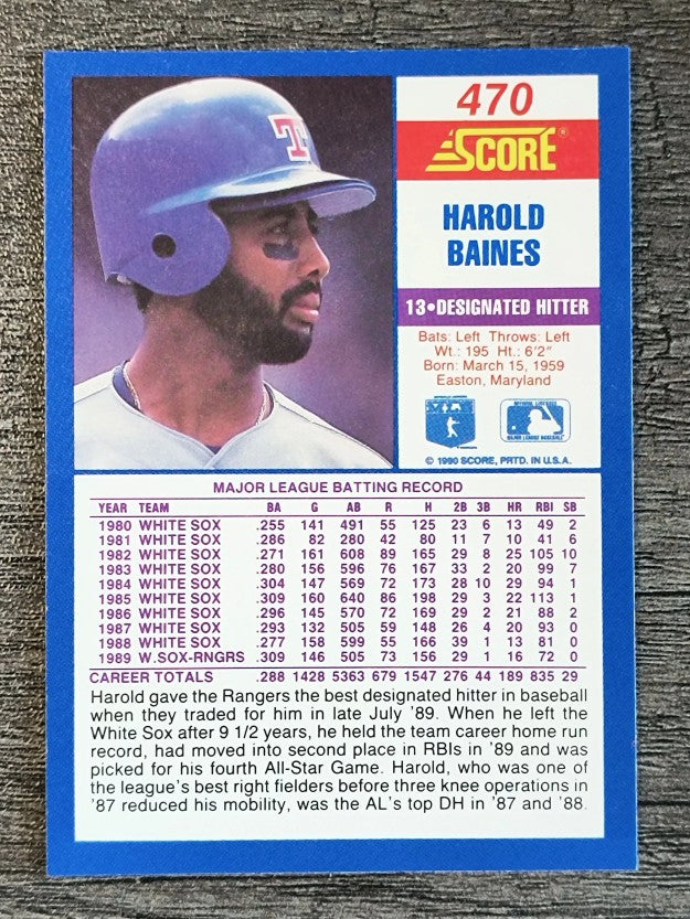 1990 Score #470 Harold Baines