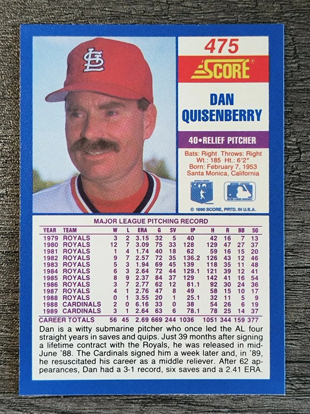 1990 Score #475 Dan Quisenberry
