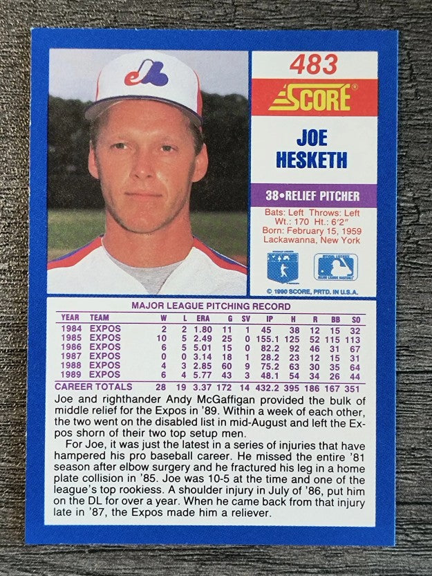 1990 Score #483 Joe Hesketh