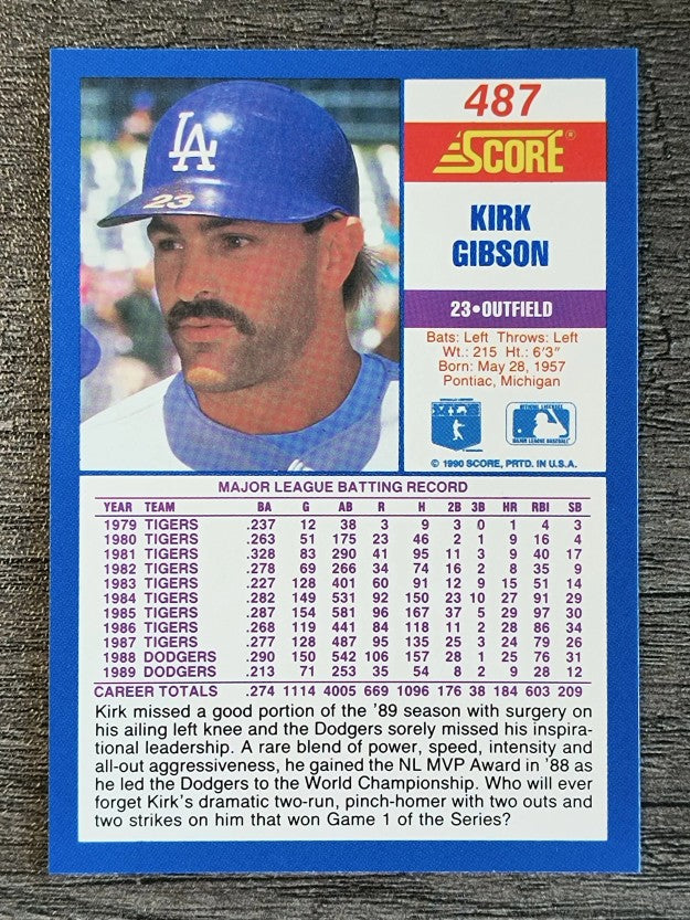1990 Score #487 Kirk Gibson