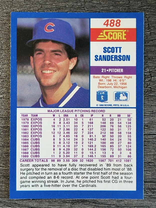 1990 Score #488 Scott Sanderson