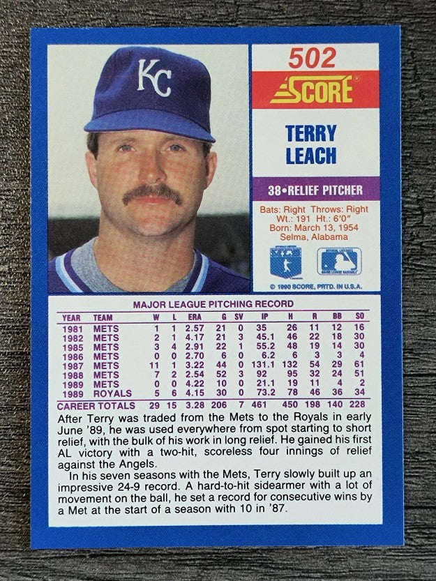 1990 Score #502 Terry Leach