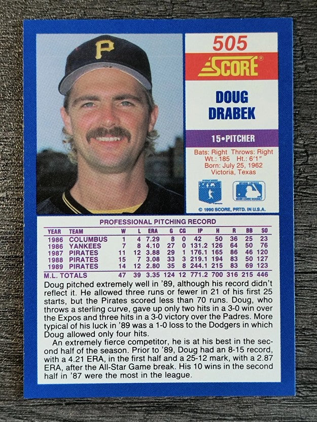1990 Score #505 Doug Drabek