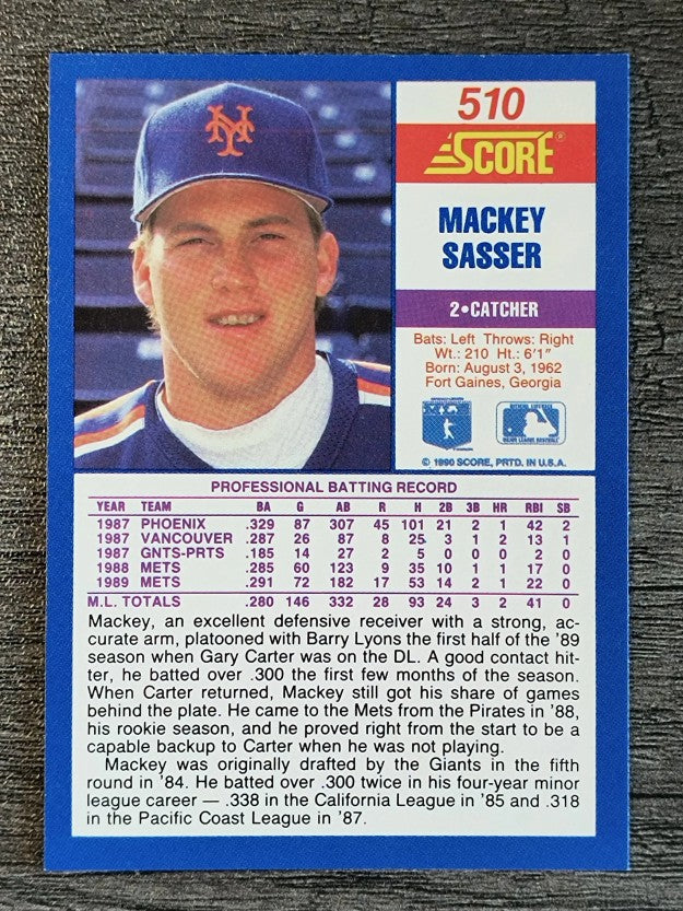 1990 Score #510 Mackey Sasser