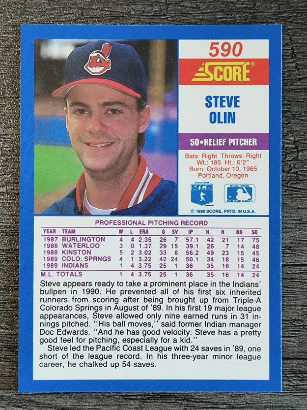 1990 Score #590 Steve Olin RC