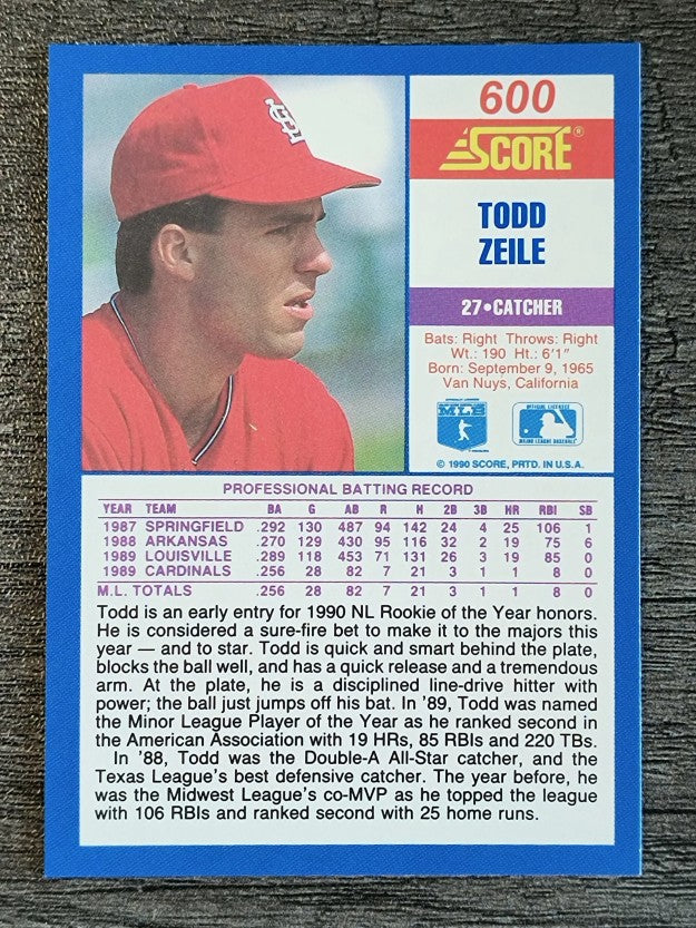1990 Score #600 Todd Zeile